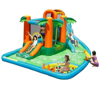 Hot selling coconut inflatable pool spray children outdoor trampoline slide inflatable pool