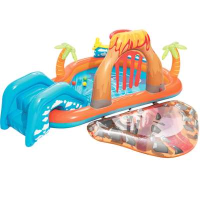 Hot selling volcano inflatable swimming pool spray children outdoor inflatable slide pool